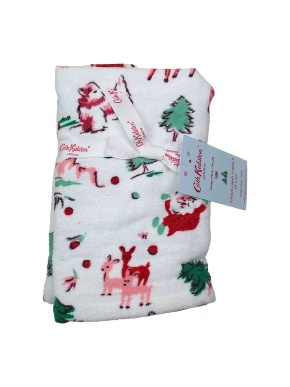 Cath Kidston Ditsy Deer 3 pieces 1 Bath & 2 Hand Towel Set 100% Cotton Christmas